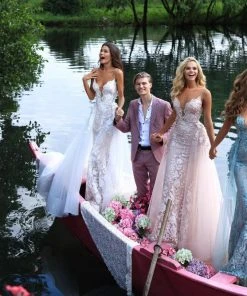 Formal Gowns Tarik Ediz - 50405 Plunging V Neck Lace Gown With Overskirt 13 Formal Gowns Tarik Ediz - 50405 Plunging V Neck Lace Gown With Overskirt