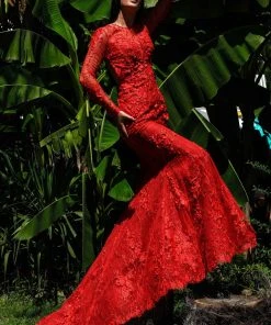 Tarik Ediz - 50409 Sheer Long Sleeve Jewel Neck Mermaid Dress Formal Gowns 7 Tarik Ediz - 50409 Sheer Long Sleeve Jewel Neck Mermaid Dress Formal Gowns