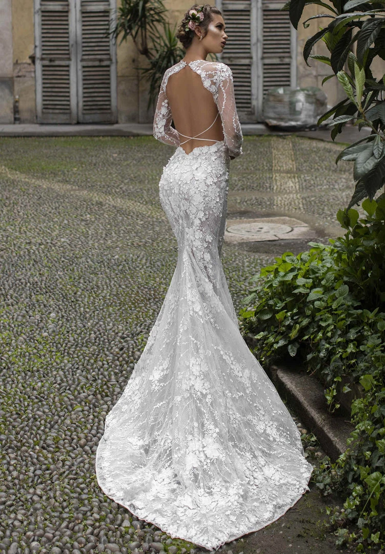 Tarik Ediz - 50409 Sheer Long Sleeve Jewel Neck Mermaid Dress Formal Gowns 4 Tarik Ediz - 50409 Sheer Long Sleeve Jewel Neck Mermaid Dress Formal Gowns