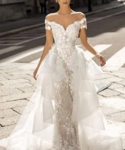 Formal Gowns Tarik Ediz - 50410 Floral Embroidered Fitted Dress With Overskirt