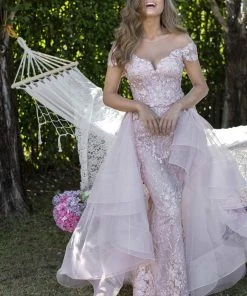 Formal Gowns Tarik Ediz - 50410 Floral Embroidered Fitted Dress With Overskirt 14 Formal Gowns Tarik Ediz - 50410 Floral Embroidered Fitted Dress With Overskirt