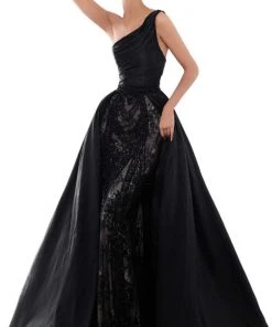 Tarik Ediz - 50435 Lace Embroidered Taffeta Gown With Overskirt Formal Gowns 9 Tarik Ediz - 50435 Lace Embroidered Taffeta Gown With Overskirt Formal Gowns
