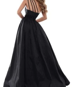 Tarik Ediz - 50435 Lace Embroidered Taffeta Gown With Overskirt Formal Gowns 11 Tarik Ediz - 50435 Lace Embroidered Taffeta Gown With Overskirt Formal Gowns