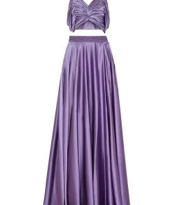 Tarik Ediz - 50447 Two Piece Knotted Off-Shoulder Gown Formal Gowns