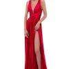 Tarik Ediz - 50449 Plunging V-Neck Pleated Gown With Slit