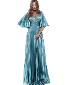 Tarik Ediz - 50450 Ruched Plunging V-Neck A-Line Gown