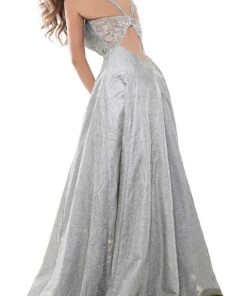 Tarik Ediz - 50451 Embellished Square Neck A-line Dress Formal Gowns