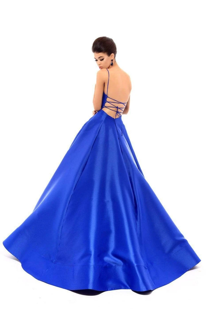 Formal Gowns Tarik Ediz - 50456 Plunging V-Neck Strappy Open Back Ballgown 5 Formal Gowns Tarik Ediz - 50456 Plunging V-Neck Strappy Open Back Ballgown