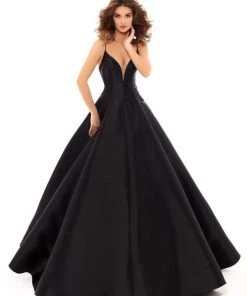 Formal Gowns Tarik Ediz - 50456 Plunging V-Neck Strappy Open Back Ballgown 13 Formal Gowns Tarik Ediz - 50456 Plunging V-Neck Strappy Open Back Ballgown