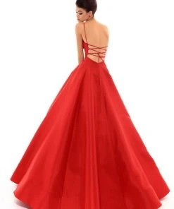 Formal Gowns Tarik Ediz - 50456 Plunging V-Neck Strappy Open Back Ballgown 12 Formal Gowns Tarik Ediz - 50456 Plunging V-Neck Strappy Open Back Ballgown