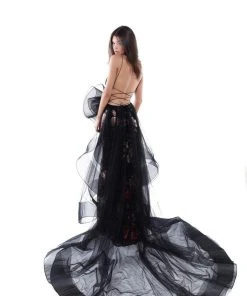 Formal Gowns Tarik Ediz - 50458 Floral Embroidered Plunging Evening Dress 6 Formal Gowns Tarik Ediz - 50458 Floral Embroidered Plunging Evening Dress