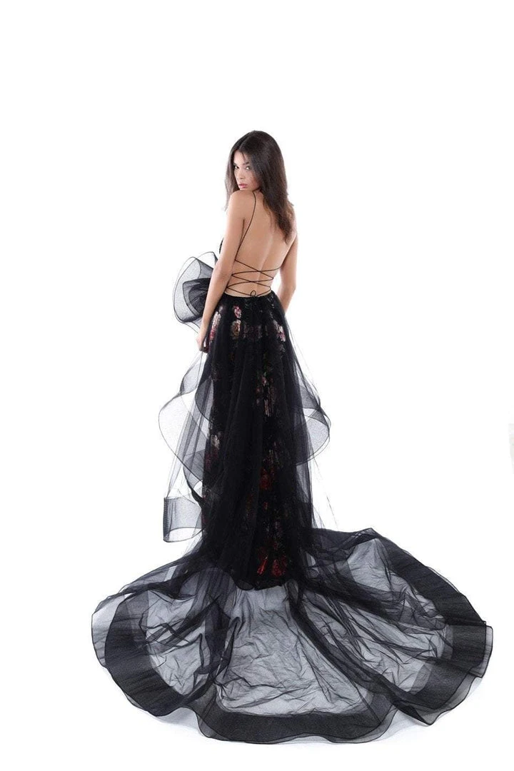 Formal Gowns Tarik Ediz - 50458 Floral Embroidered Plunging Evening Dress 4 Formal Gowns Tarik Ediz - 50458 Floral Embroidered Plunging Evening Dress