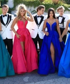 Tarik Ediz - 50464 Illusion Plunging Ballgown With Front Slit Formal Gowns