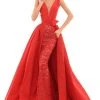 Tarik Ediz - 50468 Plunging V-Neck Gown With Detachable Overskirt Formal Gowns