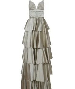 Formal Gowns Tarik Ediz - 50470 Plunging V-Neck Tiered A-Line Evening Gown 13 Formal Gowns Tarik Ediz - 50470 Plunging V-Neck Tiered A-Line Evening Gown