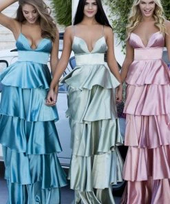 Formal Gowns Tarik Ediz - 50470 Plunging V-Neck Tiered A-Line Evening Gown 10 Formal Gowns Tarik Ediz - 50470 Plunging V-Neck Tiered A-Line Evening Gown