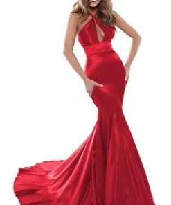 Tarik Ediz - 50471 Knotted Halter Neckline Gown Formal Gowns 11 Tarik Ediz - 50471 Knotted Halter Neckline Gown Formal Gowns