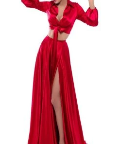 Tarik Ediz - 50476 Two Piece Lace Satin A-line Dress Formal Gowns