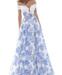 Formal Gowns Tarik Ediz - 50496 Floral Lace Plunging Off-Shoulder A-line Dress 8 Formal Gowns Tarik Ediz - 50496 Floral Lace Plunging Off-Shoulder A-line Dress
