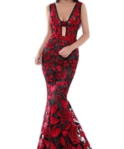 Formal Gowns Tarik Ediz - 50502 Embellished Floral Lace Mermaid Dress