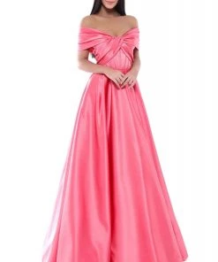 Tarik Ediz - 50508 Off Shoulder Corset Bodice Satin A-Line Gown Formal Gowns