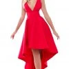Plus Size Dresses Tarik Ediz - 50523 Plunging V-Neck Strappy High Low Gown