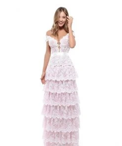 Tarik Ediz - 50544 Allover Lace Multi-Layered Skirt Long Formal Dress 9 Tarik Ediz - 50544 Allover Lace Multi-Layered Skirt Long Formal Dress
