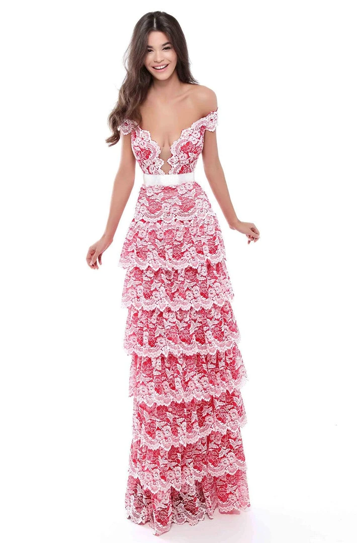 Tarik Ediz - 50544 Allover Lace Multi-Layered Skirt Long Formal Dress 4 Tarik Ediz - 50544 Allover Lace Multi-Layered Skirt Long Formal Dress