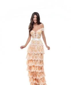 Tarik Ediz - 50544 Allover Lace Multi-Layered Skirt Long Formal Dress 10 Tarik Ediz - 50544 Allover Lace Multi-Layered Skirt Long Formal Dress
