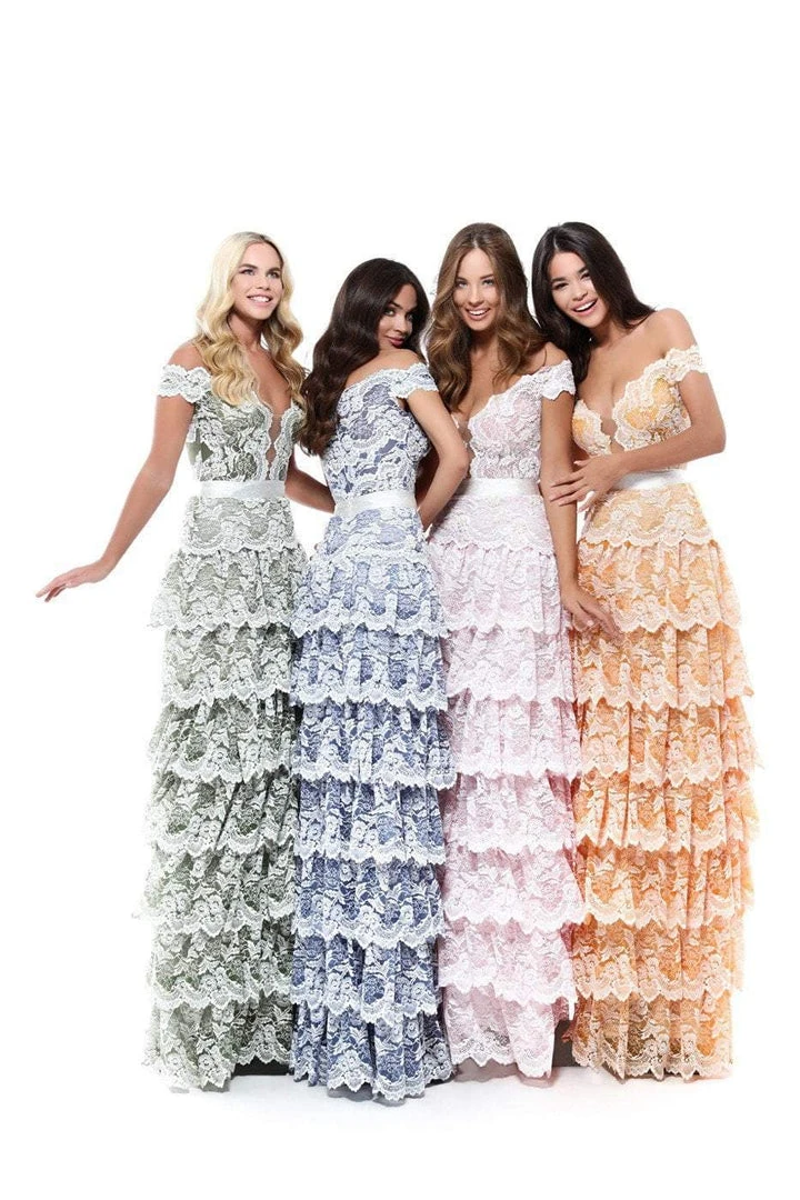 Tarik Ediz - 50544 Allover Lace Multi-Layered Skirt Long Formal Dress 7 Tarik Ediz - 50544 Allover Lace Multi-Layered Skirt Long Formal Dress