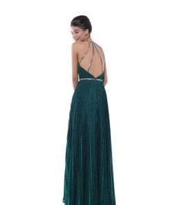 Formal Gowns Tarik Ediz - 50547 High Halter Plunging Cutout A-Line Gown