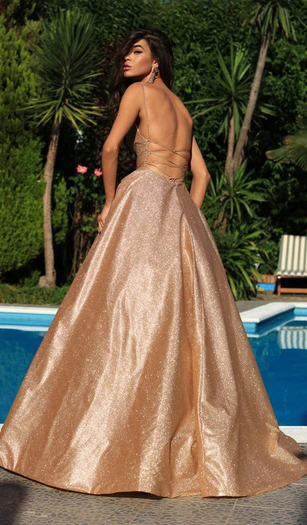 Tarik Ediz - 50549 Sleeveless Strappy Back Glitter Ballgown 4 Tarik Ediz - 50549 Sleeveless Strappy Back Glitter Ballgown