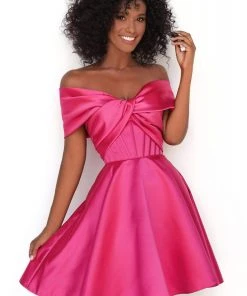 Tarik Ediz - 50605 Off-Shoulder A-Line Short Dress