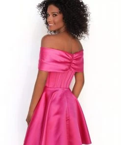 Tarik Ediz - 50605 Off-Shoulder A-Line Short Dress