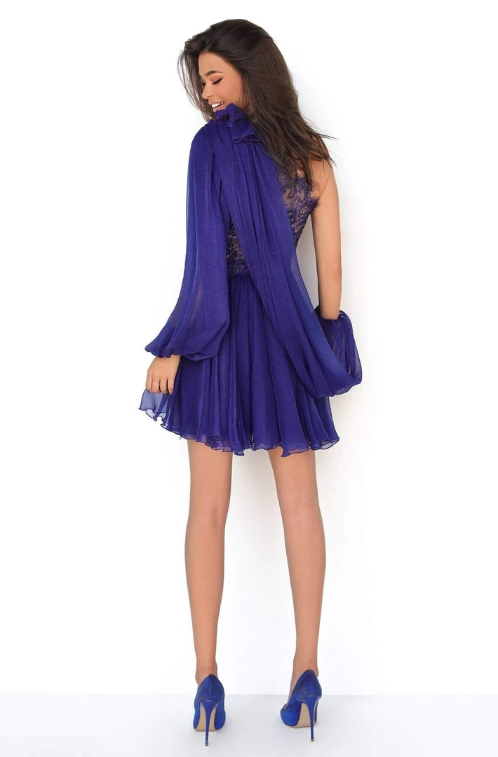 Tarik Ediz - 50607 Asymmetrical Ruched A-Line Short Dress 4 Tarik Ediz - 50607 Asymmetrical Ruched A-Line Short Dress