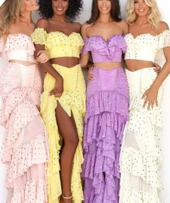 Tarik Ediz - 50623 Off-Shoulder Ruffles Dots Chiffon Two-Piece Dress 9 Tarik Ediz - 50623 Off-Shoulder Ruffles Dots Chiffon Two-Piece Dress