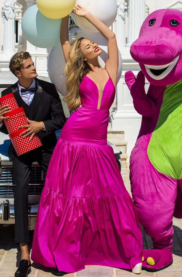 Formal Gowns Tarik Ediz - 50626 Plunging Bodice Backless Trumpet Gown 3 Formal Gowns Tarik Ediz - 50626 Plunging Bodice Backless Trumpet Gown