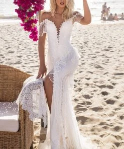 Formal Gowns Tarik Ediz - 50629 Drape Ruffle Net Tulle High Slit Prom Dress