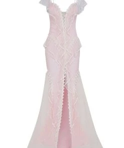 Formal Gowns Tarik Ediz - 50629 Drape Ruffle Net Tulle High Slit Prom Dress