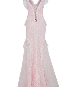 Formal Gowns Tarik Ediz - 50629 Drape Ruffle Net Tulle High Slit Prom Dress