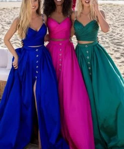 Tarik Ediz - 50633 Two-Piece Jewel Ornate High Slit Gown