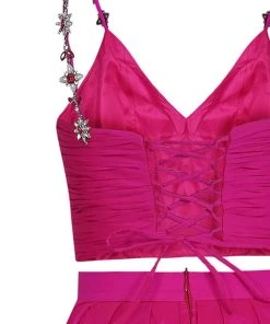 Tarik Ediz - 50633 Two-Piece Jewel Ornate High Slit Gown