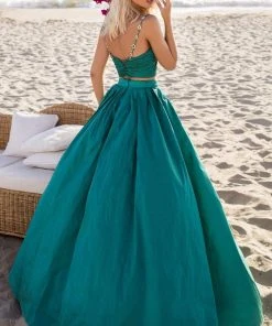 Tarik Ediz - 50633 Two-Piece Jewel Ornate High Slit Gown