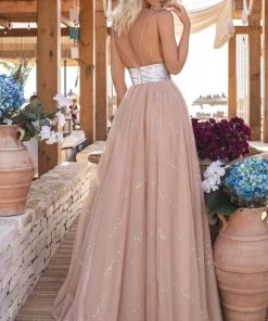 Formal Gowns Tarik Ediz - 50635 Full Sequin Sleeveless Bodice Hologram Tulle Gown