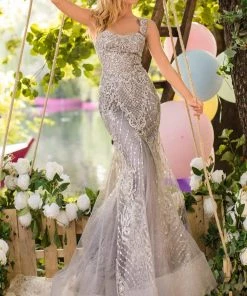 Tarik Ediz - 50641 Embellished Embroidery Sleeveless Mermaid Gown Formal Gowns