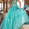 Tarik Ediz - 50642 Sleeveless Illusion Deep V Neck Ballgown Formal Gowns