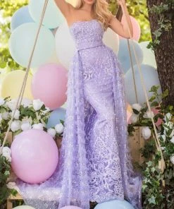 Tarik Ediz - 50644 Embellished Mermaid Gown With Detachable Overskirt