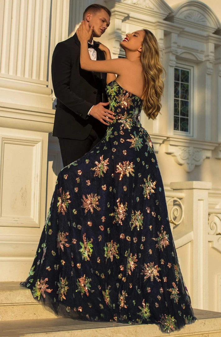 Tarik Ediz - 50645 Strapless Sweetheart Sequins Lace A-Line Gown Formal Gowns 4 Tarik Ediz - 50645 Strapless Sweetheart Sequins Lace A-Line Gown Formal Gowns