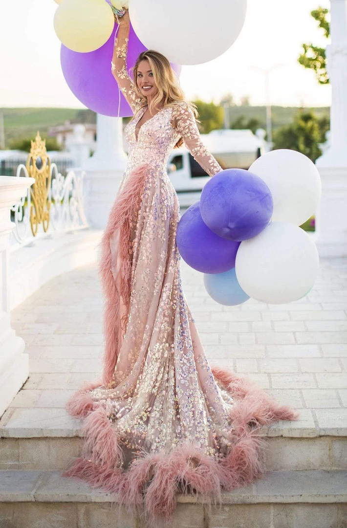 Formal Gowns Tarik Ediz - 50647 Sequined Lace Fringe A-Line Dress 3 Formal Gowns Tarik Ediz - 50647 Sequined Lace Fringe A-Line Dress