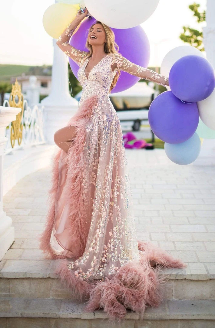 Formal Gowns Tarik Ediz - 50647 Sequined Lace Fringe A-Line Dress 7 Formal Gowns Tarik Ediz - 50647 Sequined Lace Fringe A-Line Dress